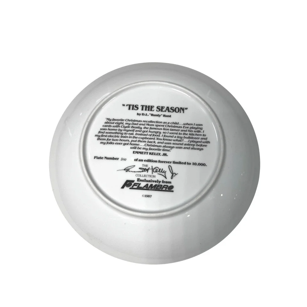 Tis The Season Collectible Plate Emmett Kelly‎ Jr. Santa Clown Limited Edition